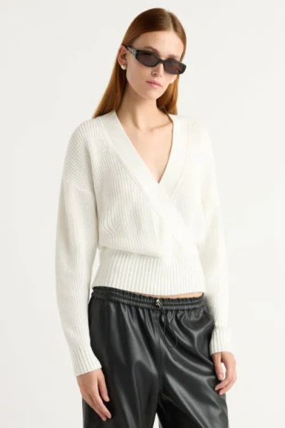 Modern Citizen Maren Cropped V-neck Sweater In White