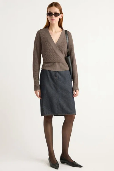 Modern Citizen Maren Cropped V-neck Sweater In Brown