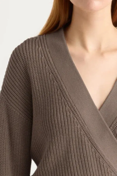 Modern Citizen Maren Cropped V-neck Sweater In Brown