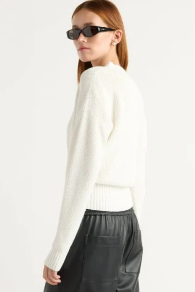 Modern Citizen Maren Cropped V-neck Sweater In White