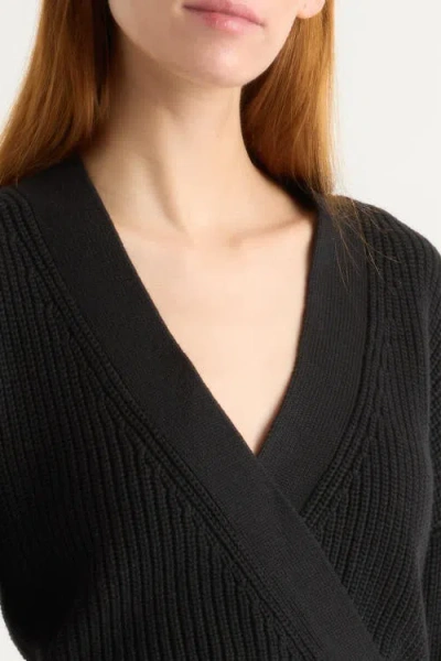 Modern Citizen Maren Cropped V-neck Sweater In Black