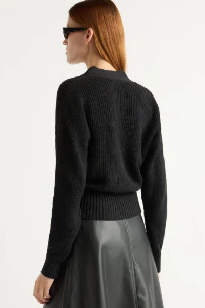Modern Citizen Maren Cropped V-neck Sweater In Black
