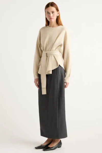 Modern Citizen Nara Tie-front Knit Sweater In Neutral