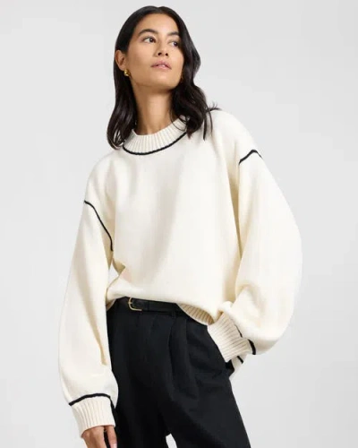 Onia Cotton Oversized Mock Neck Sweater In White