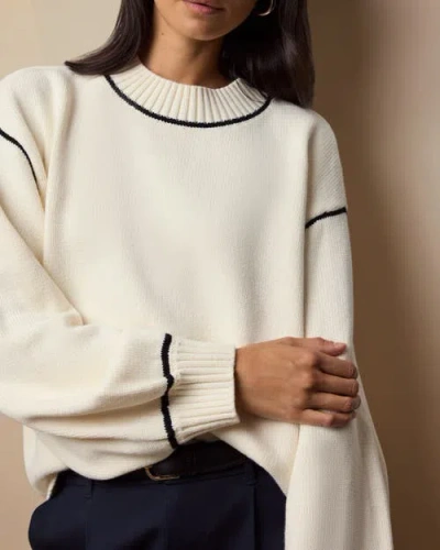 Onia Cotton Oversized Mock Neck Sweater In White