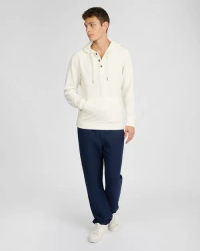 Onia Waffle Half Button Hoodie Egret In White