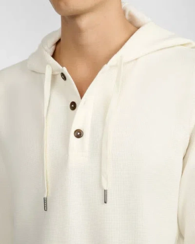 Onia Waffle Half Button Hoodie Egret In White