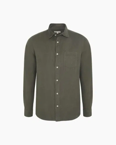 Onia Micro Cord Long Sleeve Button Down In Green