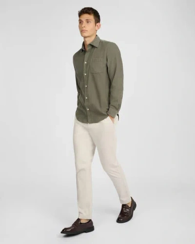 Onia Micro Cord Long Sleeve Button Down In Green