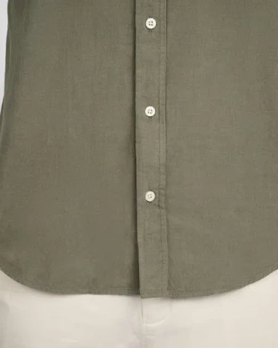 Onia Micro Cord Long Sleeve Button Down In Green