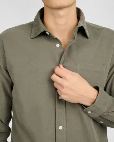 Onia Micro Cord Long Sleeve Button Down In Green