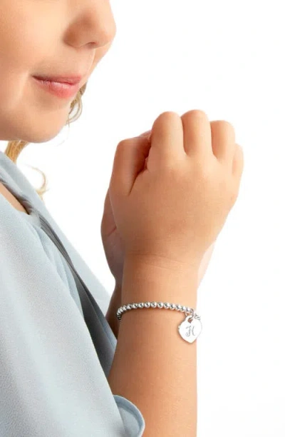 Tiny Blessings Sterling Silver 3mm Beads & Engraved Initial 5.25" Bracelet In Metallic