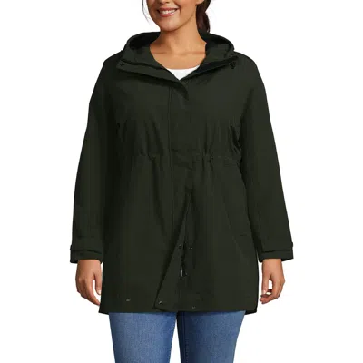 Lands' End Squall Hooded Waterproof Raincoat In Green