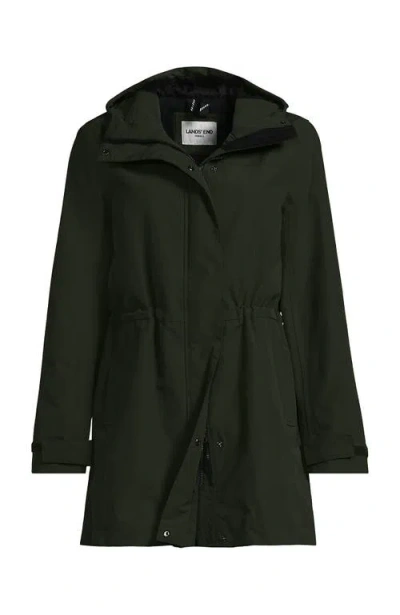 Lands' End Squall Hooded Waterproof Raincoat In Green
