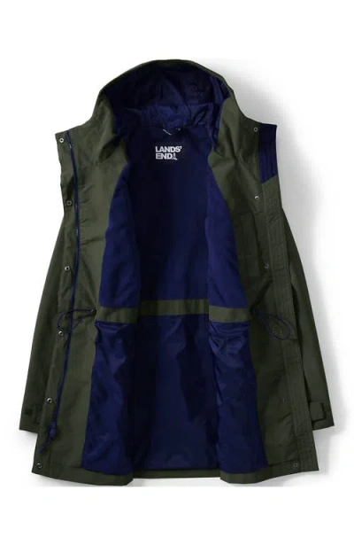 Lands' End Squall Hooded Waterproof Raincoat In Green