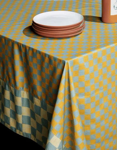 Tortuga Forma Checker Tablecloth Reversible In Blue