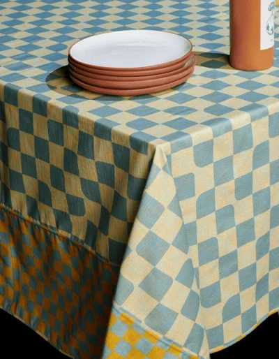 Tortuga Forma Checker Tablecloth Reversible In Blue