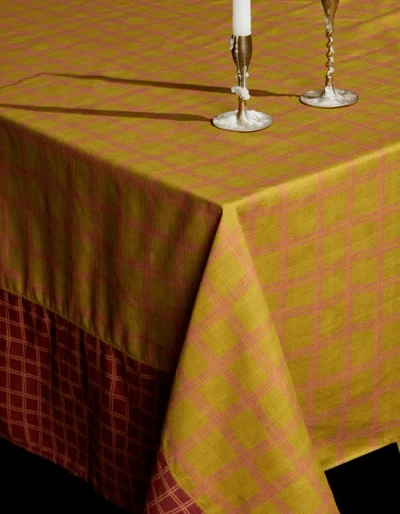 Tortuga Forma Grid Tablecloth Reversible In Yellow