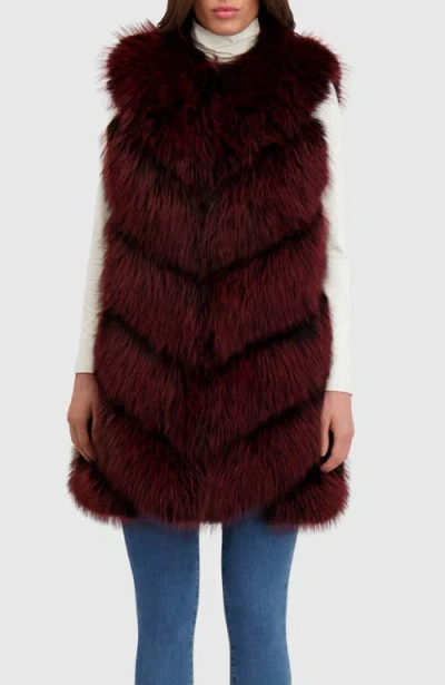 Lyla Grant Fur-free Quilted Faux Fox Vest In Red