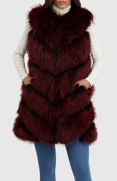 Lyla Grant Fur-free Quilted Faux Fox Vest In Red