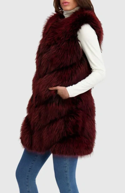 Lyla Grant Fur-free Quilted Faux Fox Vest In Red