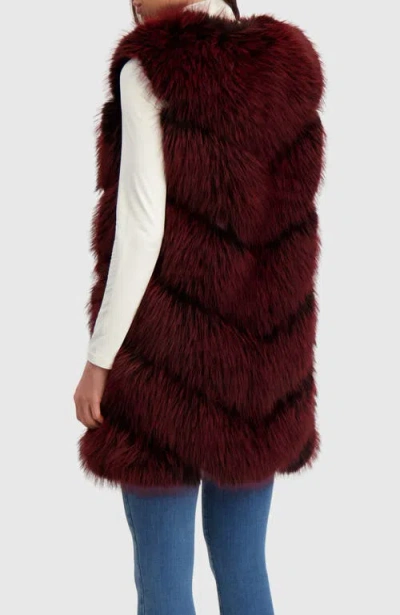 Lyla Grant Fur-free Quilted Faux Fox Vest In Red