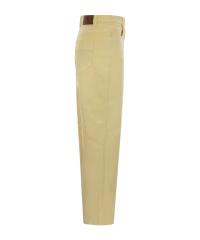 Elisabetta Franchi Straight Cut Cotton Jeans With Belt Loops In Yellow