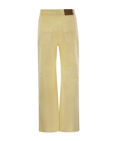 Elisabetta Franchi Straight Cut Cotton Jeans With Belt Loops In Yellow