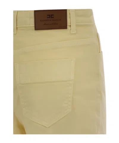 Elisabetta Franchi Straight Cut Cotton Jeans With Belt Loops In Yellow