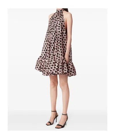 Nina Ricci Halterneck Mini Dress With Peplum In Pink