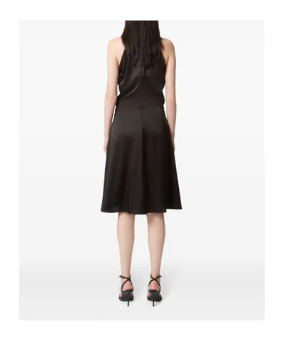 Nina Ricci Knee Length Halterneck Dress With Ruched Detailing In Black