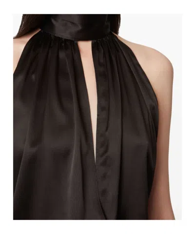 Nina Ricci Knee Length Halterneck Dress With Ruched Detailing In Black