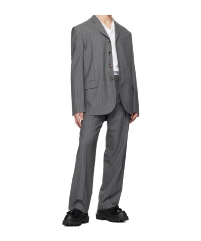 Moschino Pinstripe Trousers In Multi Grey