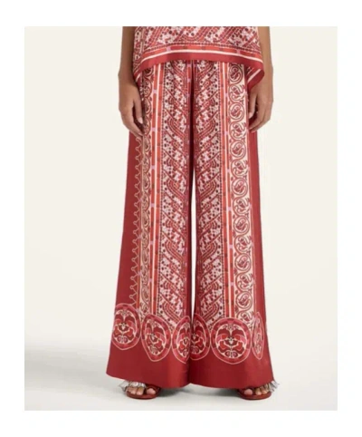 La Doublej La Double J Silk Twill Palazzo Pants With Cobra Pattern In Red