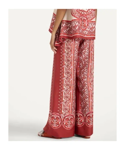 La Doublej La Double J Silk Twill Palazzo Pants With Cobra Pattern In Red