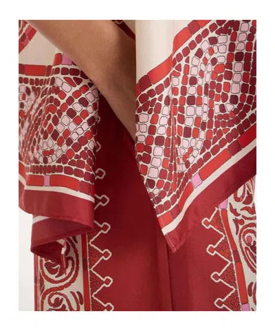 La Doublej La Double J Silk Twill Palazzo Pants With Cobra Pattern In Red