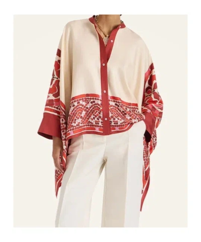 La Doublej Silk Twill Shirt With Hand-applied Cobra Motif In Brown