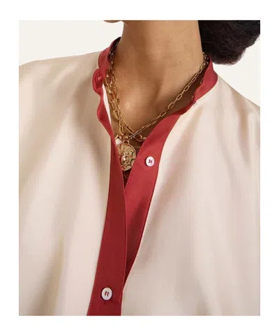 La Doublej Silk Twill Shirt With Hand-applied Cobra Motif In Brown