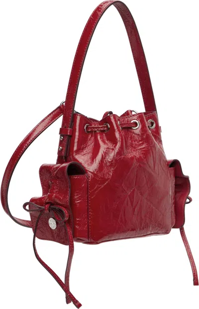 Acne Studios Multipocket Mini Bucket Bag Crinkled Patent In Red