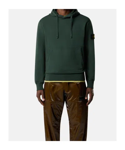 Stone Island Regular-fit Hooded Sweatshirt With Pouch Pocket In Green