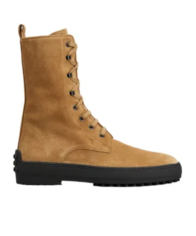 Tod's Suede Ankle Boots Featuring Pull Tab In Brown