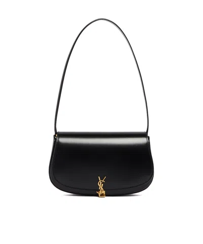 Saint Laurent Voltaire In Box Curved-handle Leather Shoulder Bag In Black