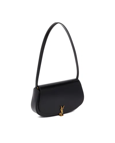 Saint Laurent Voltaire In Box Curved-handle Leather Shoulder Bag In Black