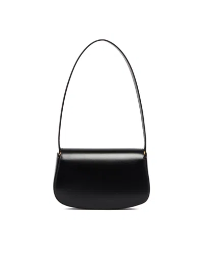 Saint Laurent Voltaire In Box Curved-handle Leather Shoulder Bag In Black
