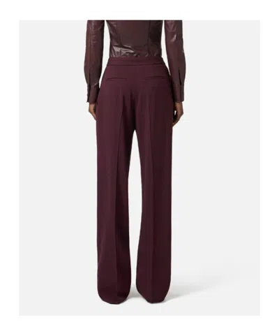 Elisabetta Franchi Trousers With Front Pleats And Belt Loops In Burgundy