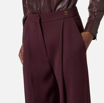 Elisabetta Franchi Trousers With Front Pleats And Belt Loops In Burgundy