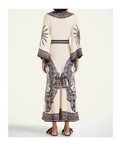 La Doublej Printed Crepe Midi Wrap Dress In Gray