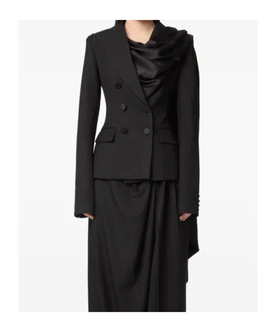 Nina Ricci Draped Blazer With Attached Scarf And Satin Detail In Multi