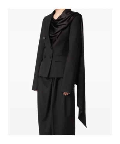 Nina Ricci Draped Blazer With Attached Scarf And Satin Detail In Multi
