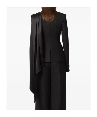 Nina Ricci Draped Blazer With Attached Scarf And Satin Detail In Multi